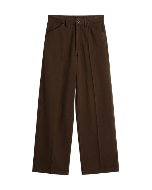 Lemaire Brown Wide-Leg Pleated Trousers for men