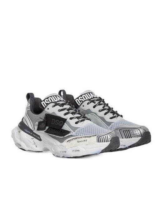 DSquared² Gray Logo-Patch Lace-Up Sneakers for men