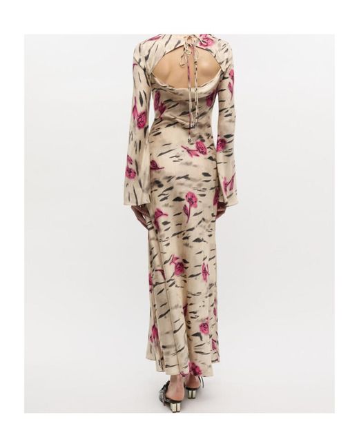 Ganni White Floral Satin Maxi Dress