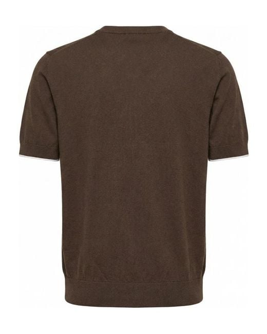 Peserico Brown Short-Sleeved Crewneck Jumper for men