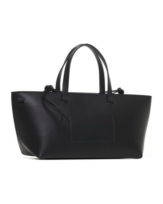 Jil Sander Black Logo Printed Top Handle Bag