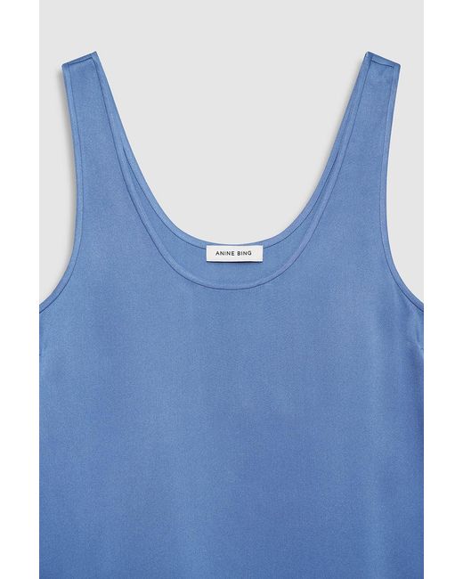 Anine Bing Blue Lea Silk Scoop-Neck Top