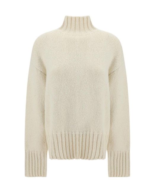 Jil Sander White High Neck Long-Sleeved Jumper