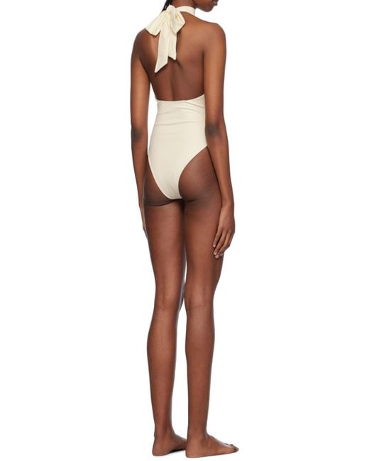 Magda Butrym White Hollow-Out Neck Swimsuit