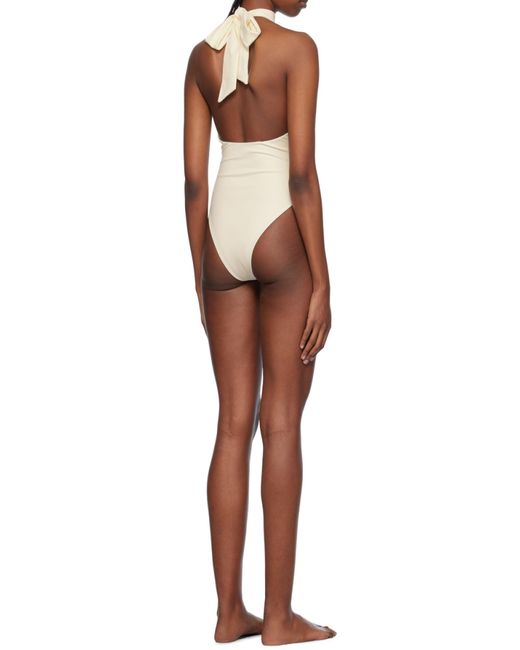 Magda Butrym White Hollow-Out Neck Swimsuit