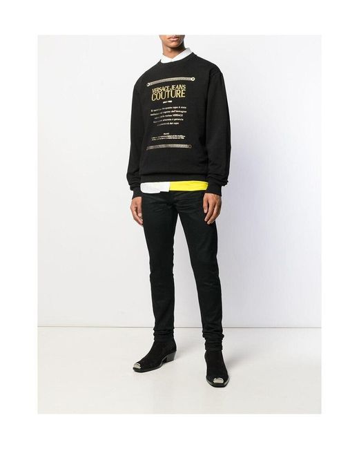 Versace Jeans Black Logo Round Neck Sweater for men