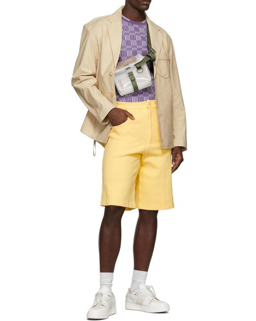 Jacquemus Yellow Logo Straight Shorts for men