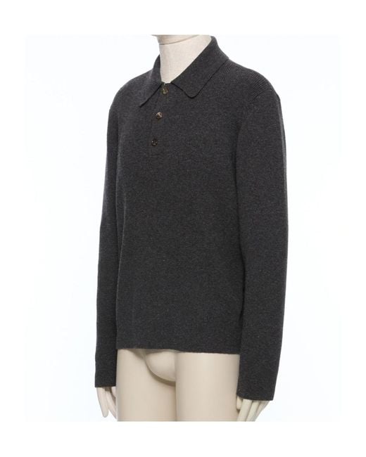 Valentino Black Button Detailed Long-Sleeved Polo Shirt for men
