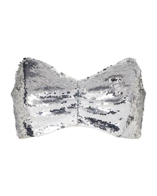 Simone Rocha Gray Sequined Bandeau Top
