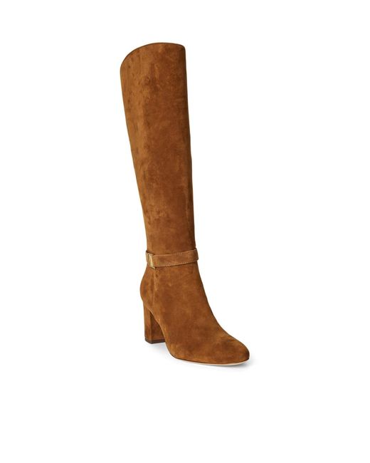 Ralph Lauren Brown Caramel Suede Knee-High Boots
