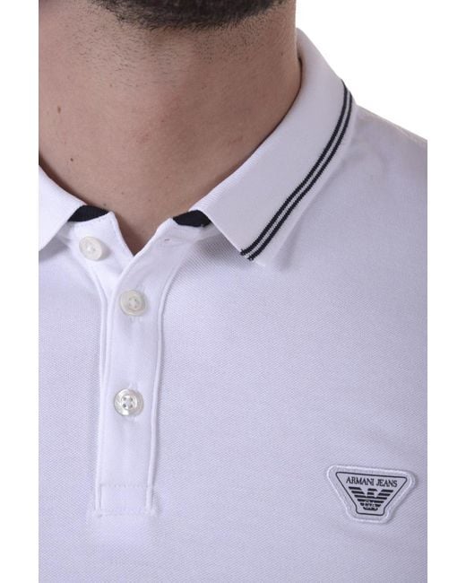 Armani Jeans White Short-Sleeved Polo Shirt for men
