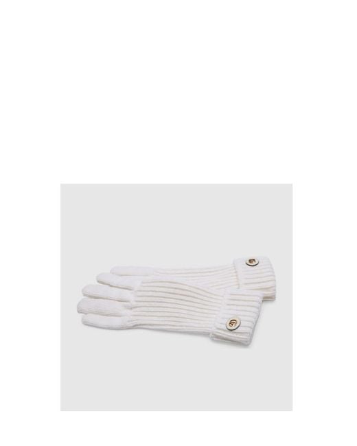 Gucci White Double G Rib-Knit Gloves