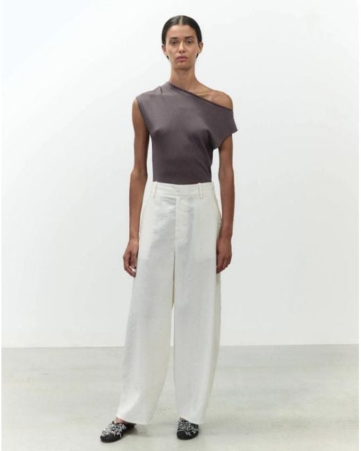 Alysi White Pleated Tailored Pants