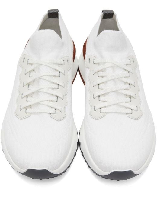 Brunello Cucinelli White Knit Sneakers for men