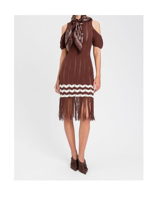Twinset Brown Fringed Dress