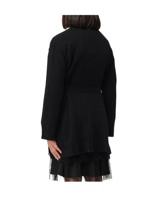 Twinset Black Logo-Plaque Rhinestone Cardigan