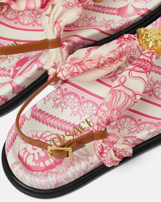 Versace Pink Underwater Barocco La Medusa Sandals