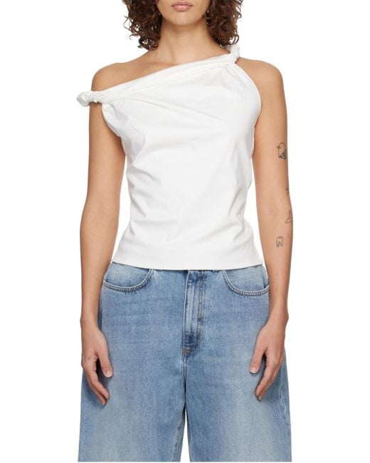 Rohe White Draped Strapless Top