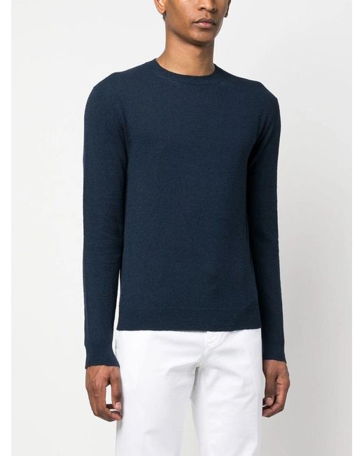 Drumohr Blue Long-Sleeve Knitted Jumper for men