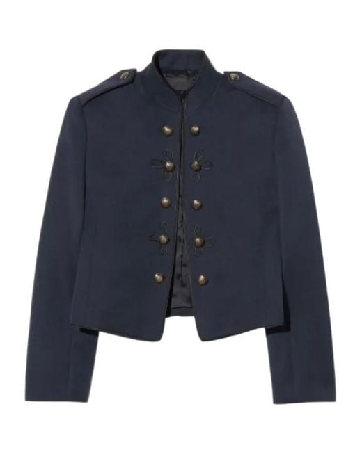 Nili Lotan Blue Betsy Button Shoulder Jacket