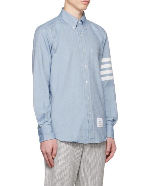 Thom Browne Blue 4-Bar Long-Sleeve Shirt for men