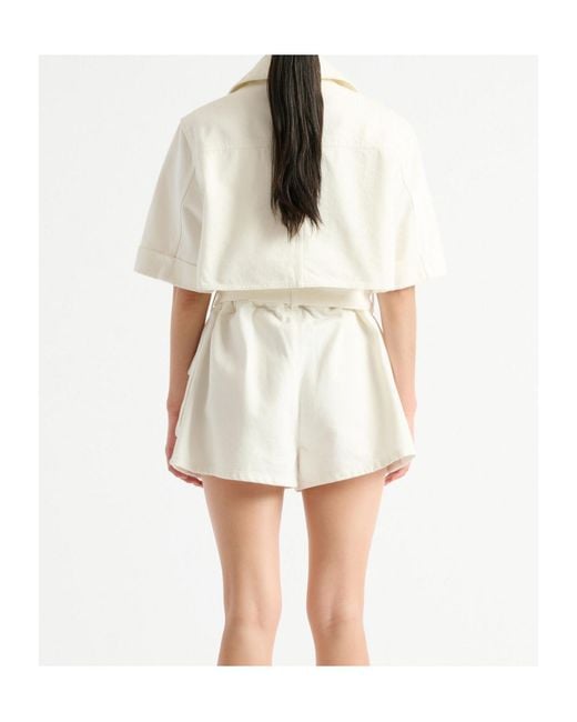 Balmain White Belted Denim Playsuit