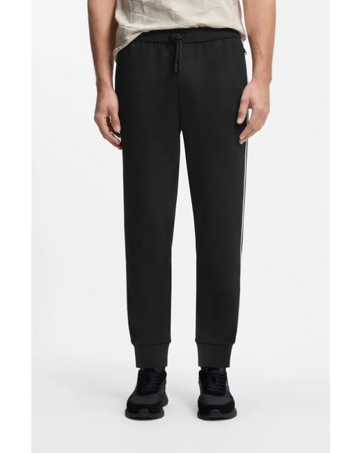 Boss Black Triangle-Jacquard Tracksuit Bottoms With Rubberised Logo for men