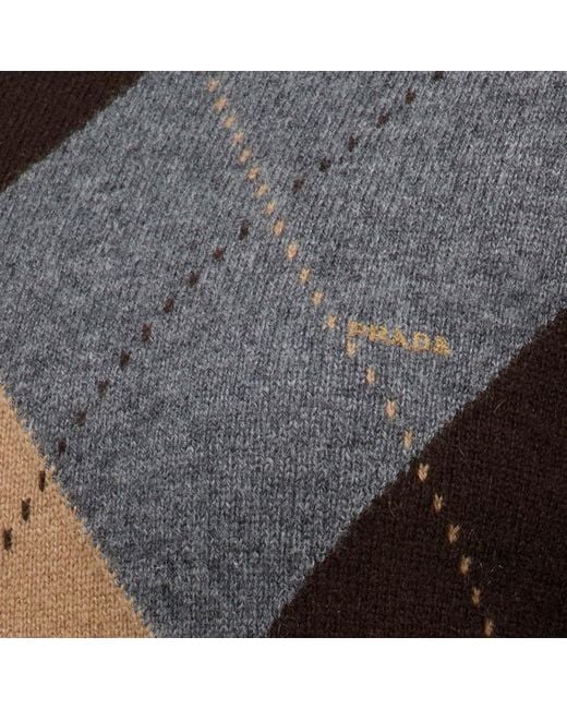 Prada Black Argyle-Knit Sweater