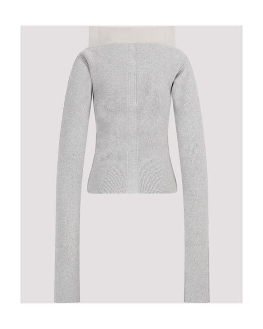 Rick Owens Gray High-Neck Knitted Pullover