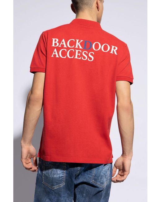 DSquared² Red Logo-Printed Short-Sleeved Polo Shirt for men