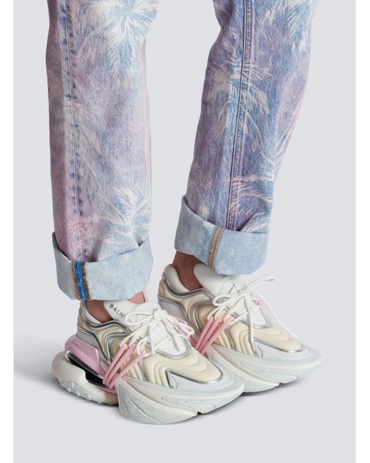 Balmain White Wave Design Sneaker For