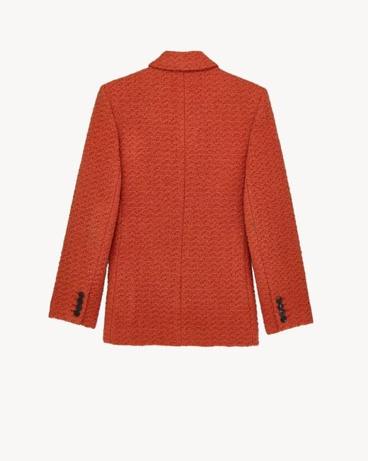 Saint Laurent Red Single-Breasted Long-Sleeved Jacket
