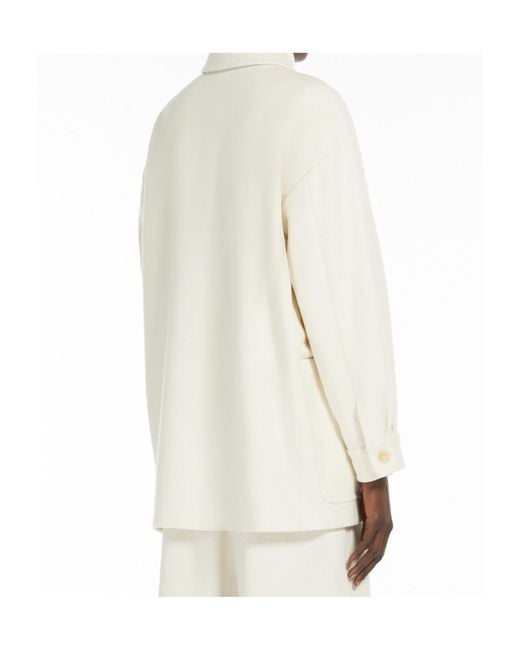 Max Mara White Eligio Single-Breasted Straight Hem Coat