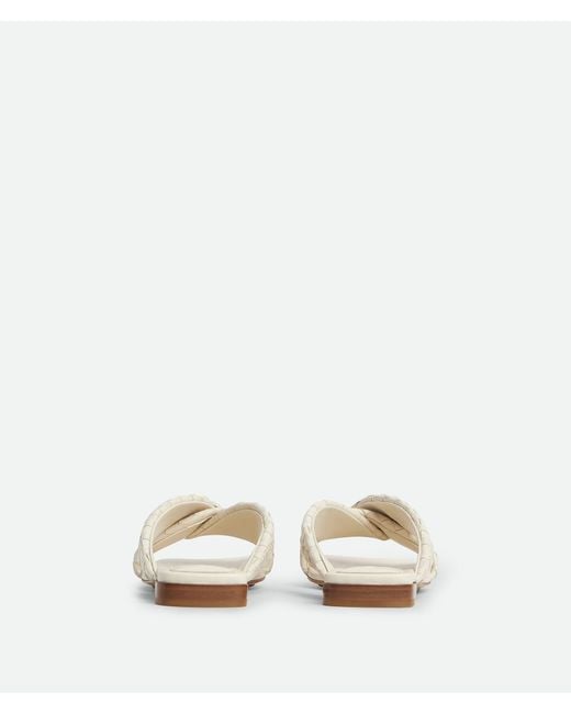 Bottega Veneta White Leather Intrecciato Riva Flat Mules