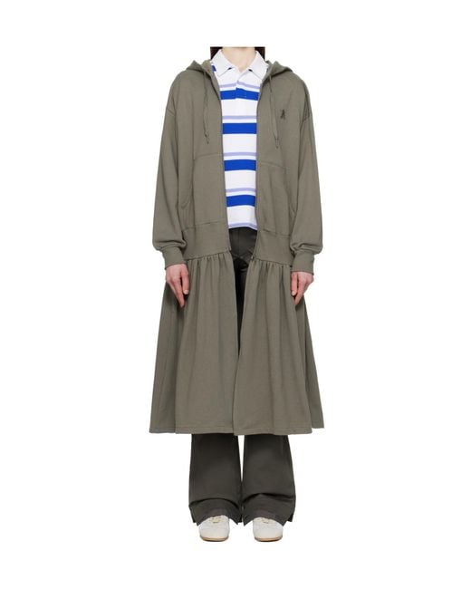 OPEN YY Gray Pleated Hooded Midi Dress