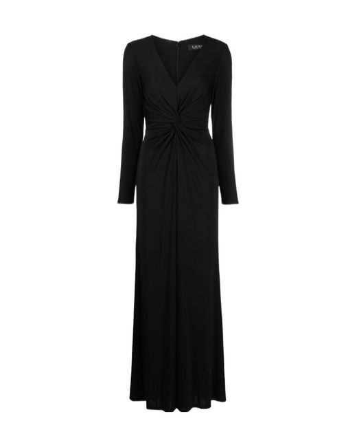 Ralph Lauren Black Ruched-Detail Long Dress