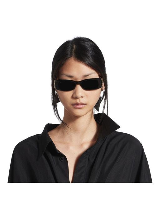 Balenciaga White Dynasty Logo Rectangle Sunglasses