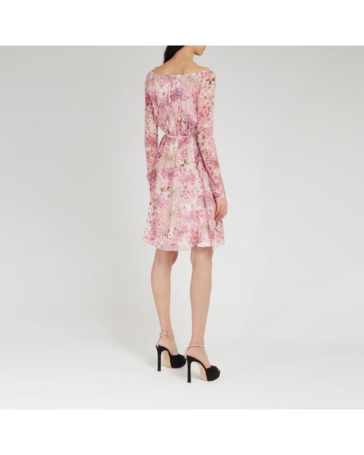 Giambattista Valli Pink V-Neck Long-Sleeved Dress