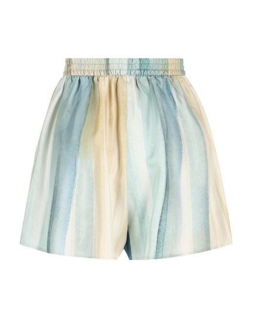 Loro Piana Blue Pleated Printed Shorts