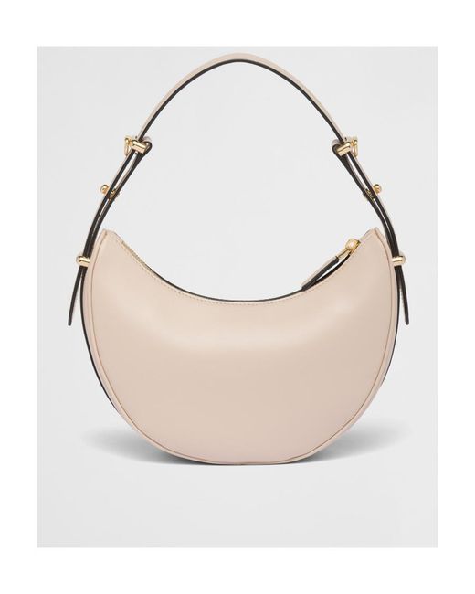 Prada White Arqué Leather Shoulder Bag