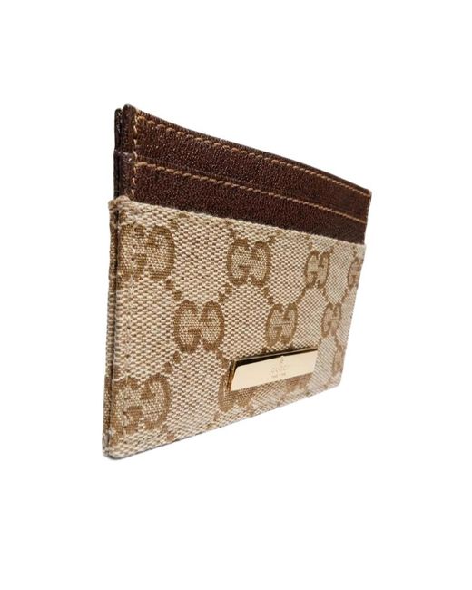 Gucci Brown Card Case With Plaque