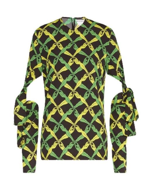 Bottega Veneta Green Graphic Printed Regular Fit Blouse