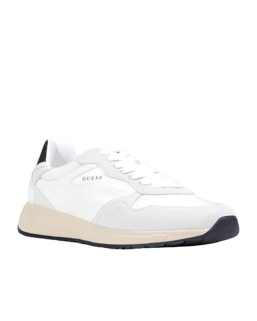 Guess White Lace-Up Sneakers for men