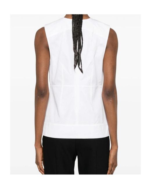 Vince White Sleeveless Zip-Back Top