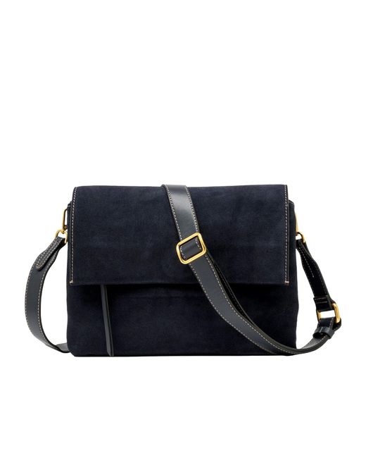 Gianni Chiarini Blue Logo Stamp Foldover Top Shoulder Bag