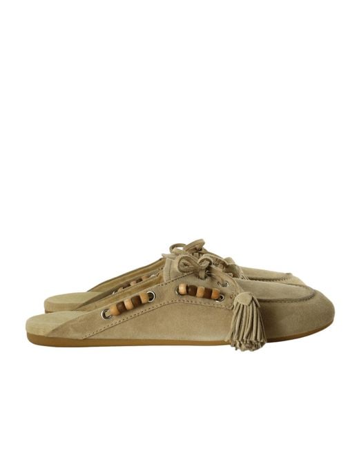 Miu Miu Brown Round-Toe Mules