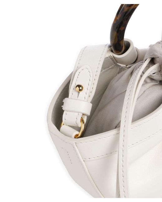 Coccinelle White Ring-Handle Bucket Bag