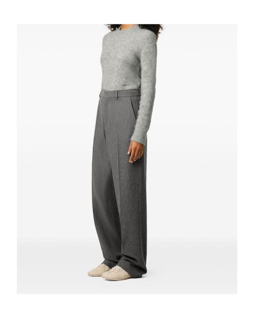 AMI Gray Wide Leg Trousers