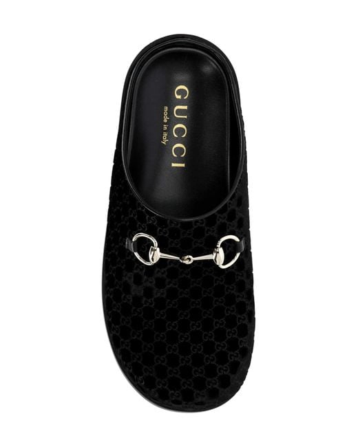 Gucci Black Monogrammed Slip-On Sandals