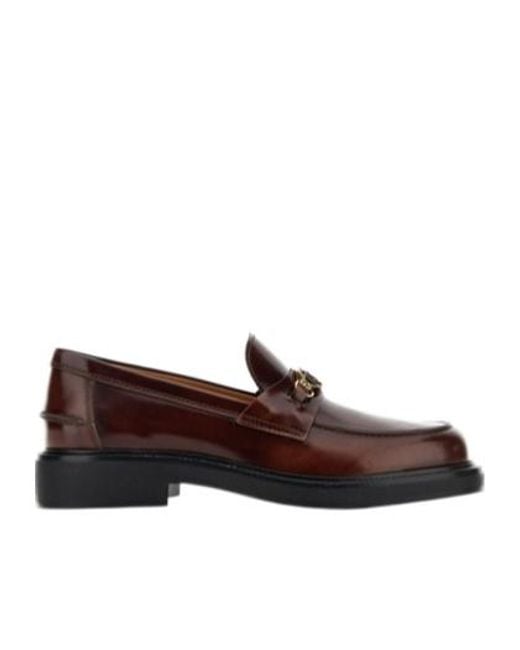 Tod's Brown Logo-Plaque Slip-On Loafers